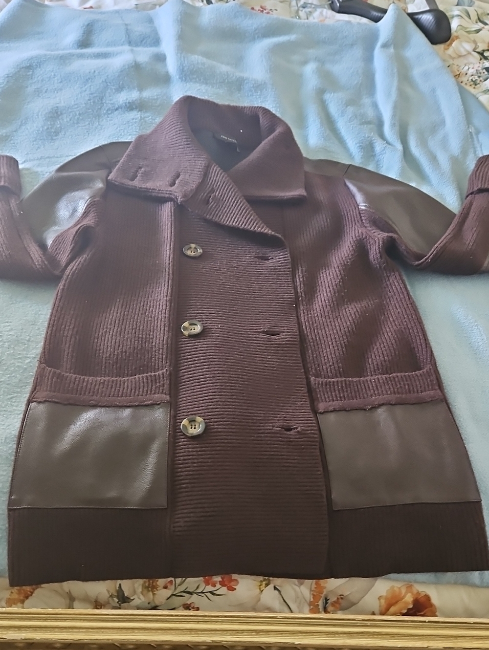 Ann Taylor Women’s Double-Breasted Knit Coatigan in Brown SZ P/L